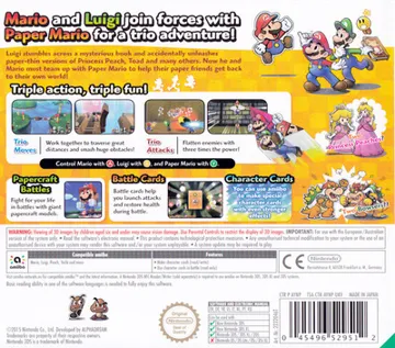 Mario & Luigi - Paper Jam Bros. (Europe)(Du,Ge,En,Fr,Es,It,Pt,Ru) box cover back